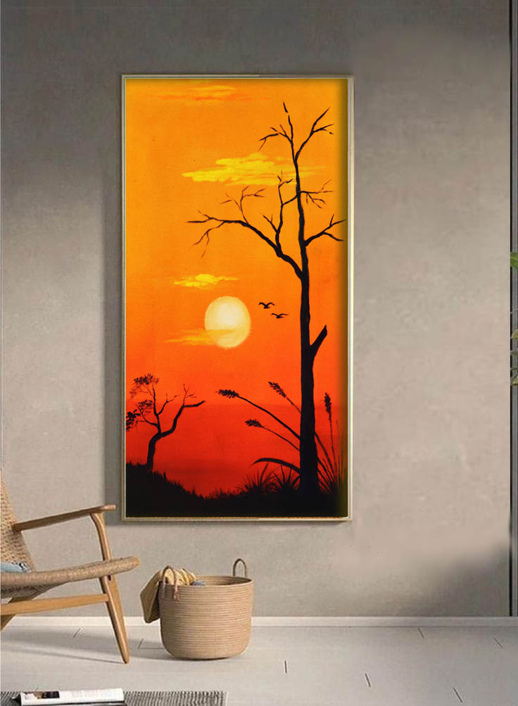 sunset tree silhouette canvas wall art